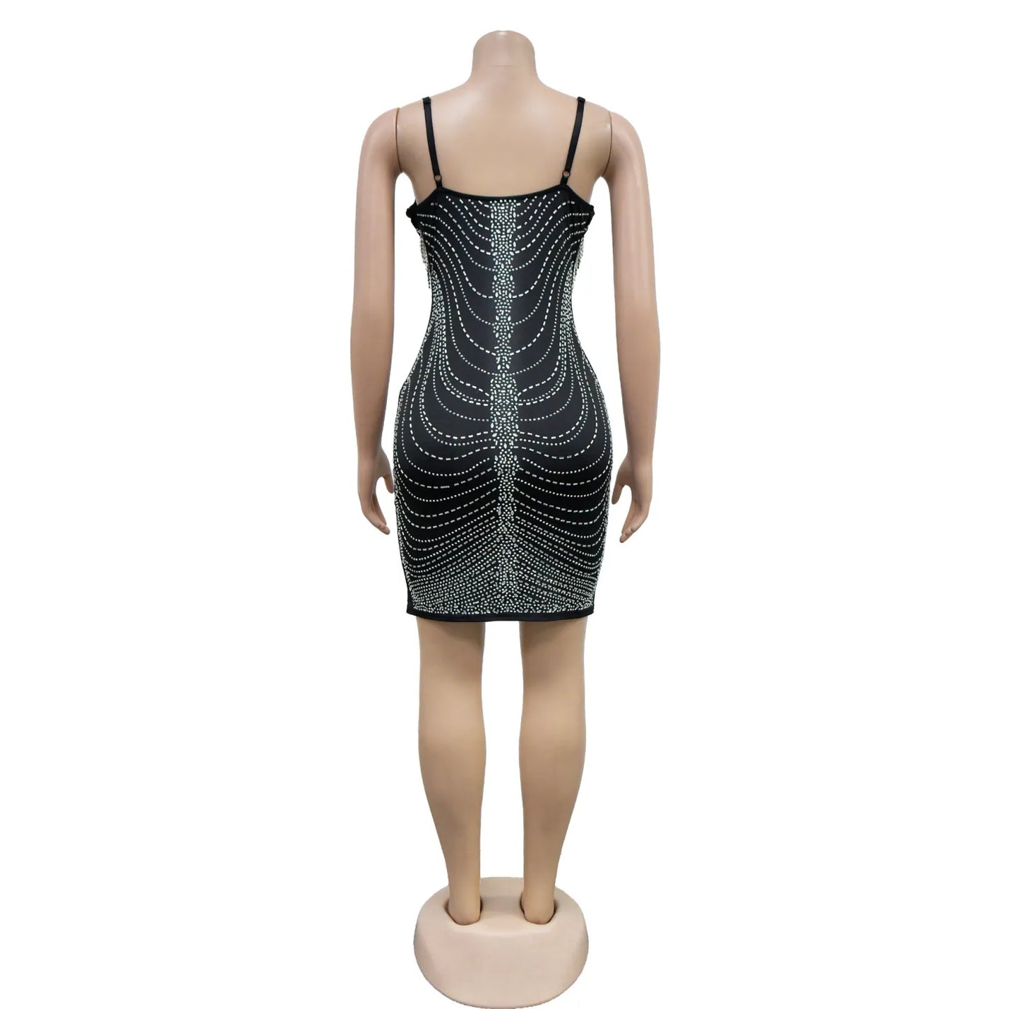 Robe moulante tendance pour femmes en mesh de couleur unie, avec bretelles perlées et franges