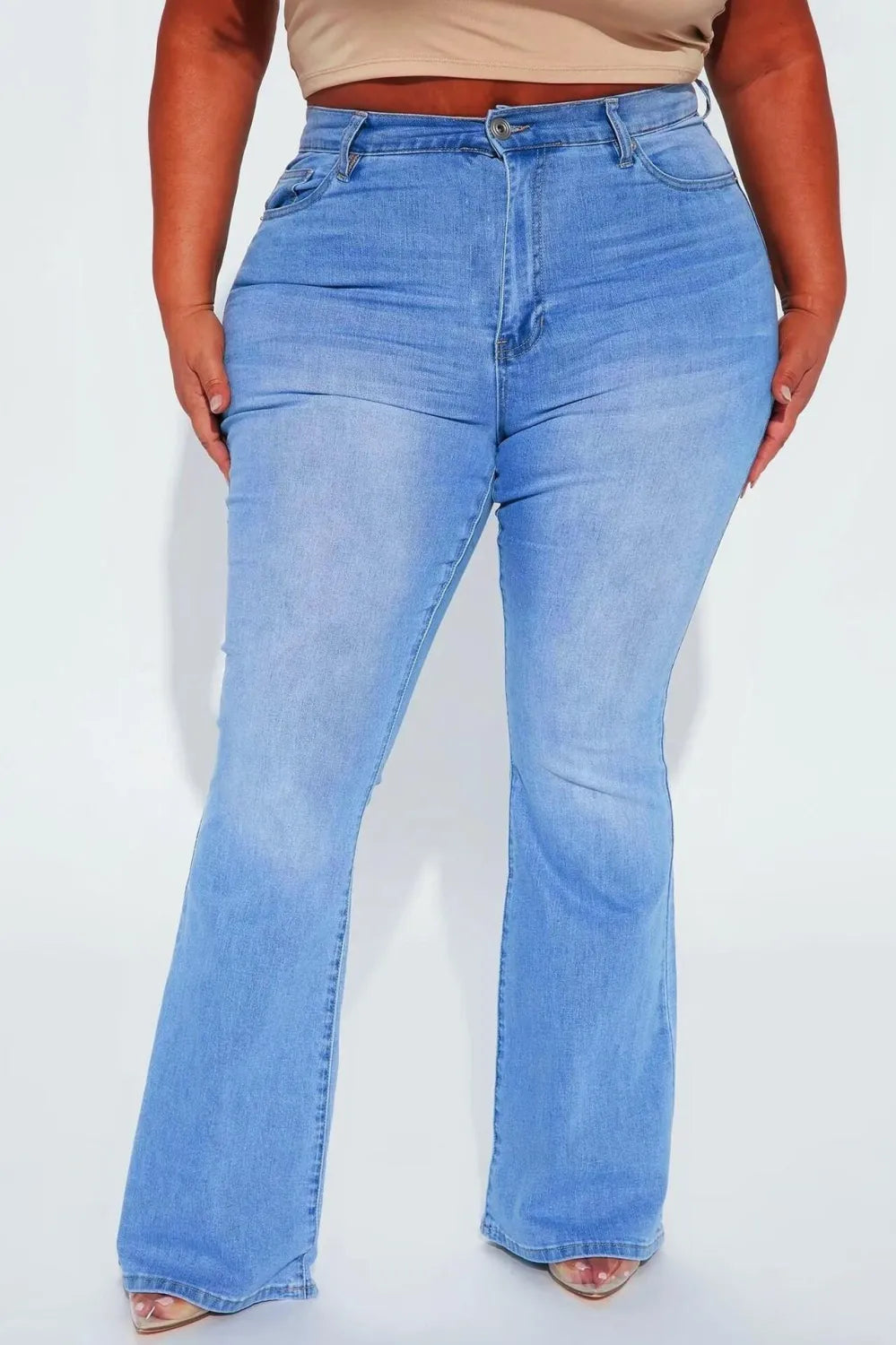 Jean Évasé Brodé Taille Haute