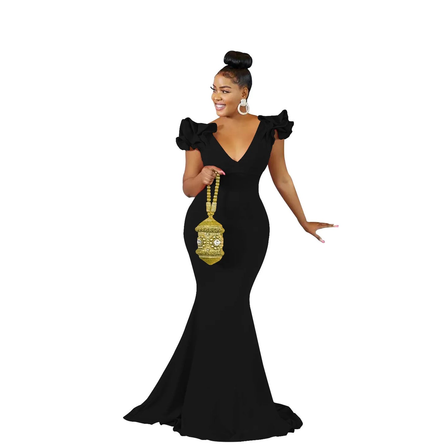 Robe Longue Sans Manches à Col en V