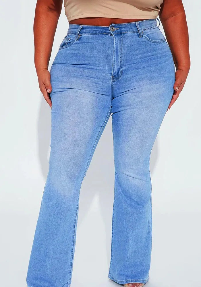 Jean Évasé Brodé Taille Haute