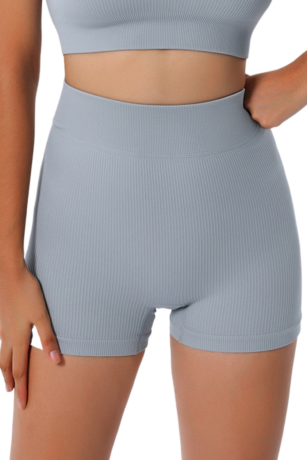 Shorts de fitness yoga gris pêche pour les hanches