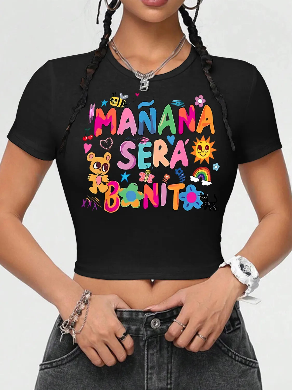 Crop top Imprimé lettre