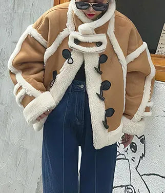 Manteau court en laine d'agneau imitation fourrure polaire pour femme, idéal pour le printemps et l'automne ainsi que pour l'hiver