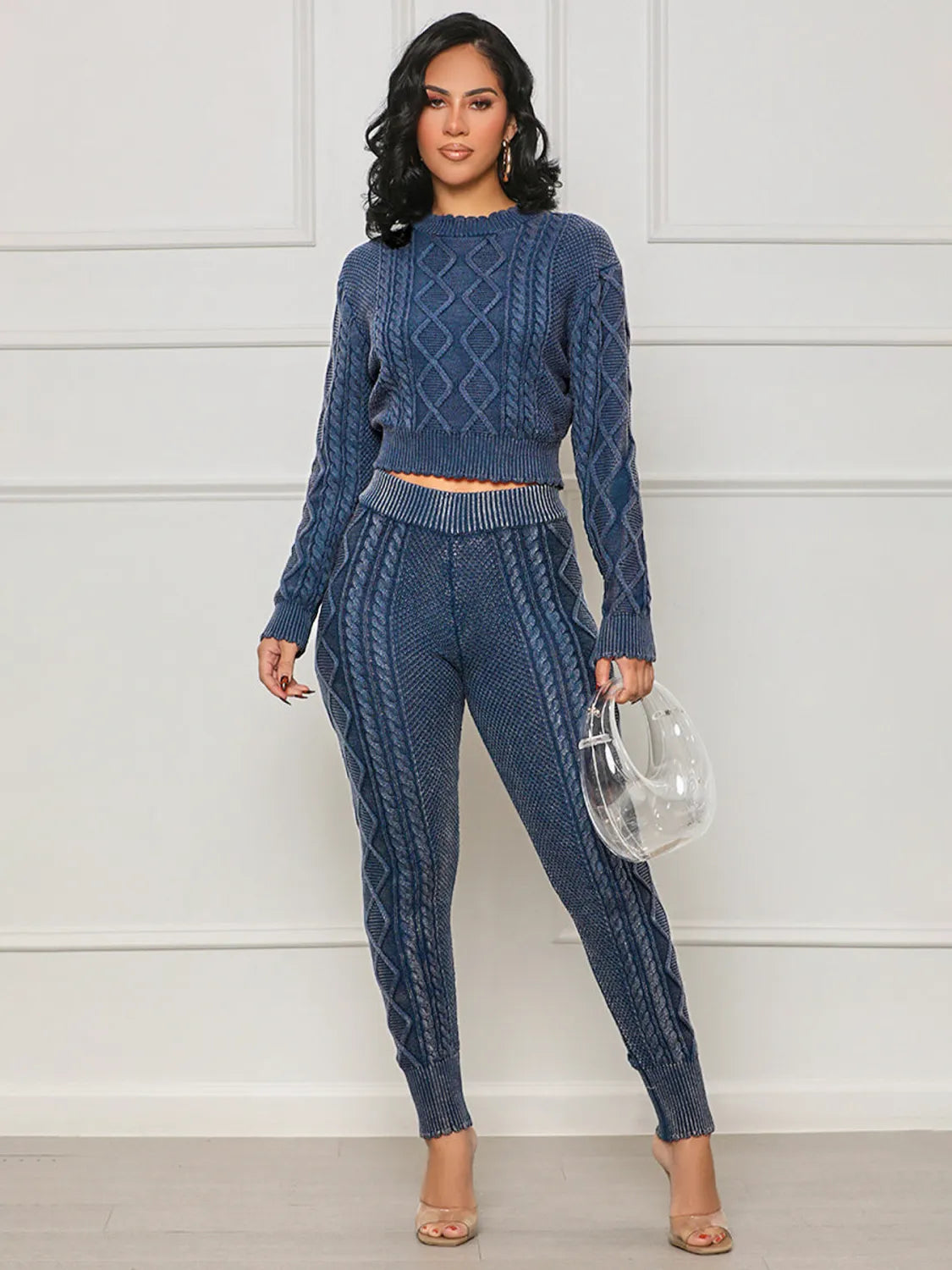 Ensemble pull tricoté au style vintage pour femmes