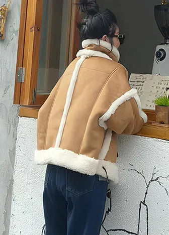 Manteau court en laine d'agneau imitation fourrure polaire pour femme, idéal pour le printemps et l'automne ainsi que pour l'hiver