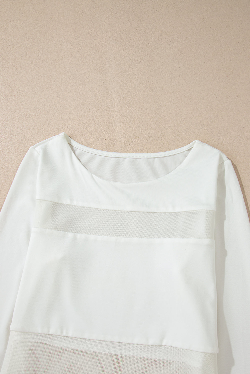 Body Blanc à Manches Longues avec Empiècements en Mesh