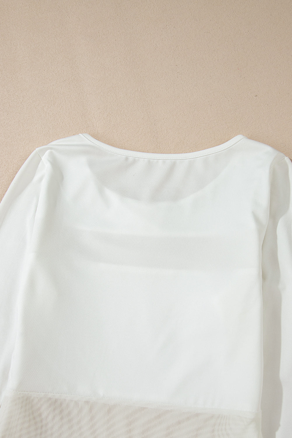 Body Blanc à Manches Longues avec Empiècements en Mesh