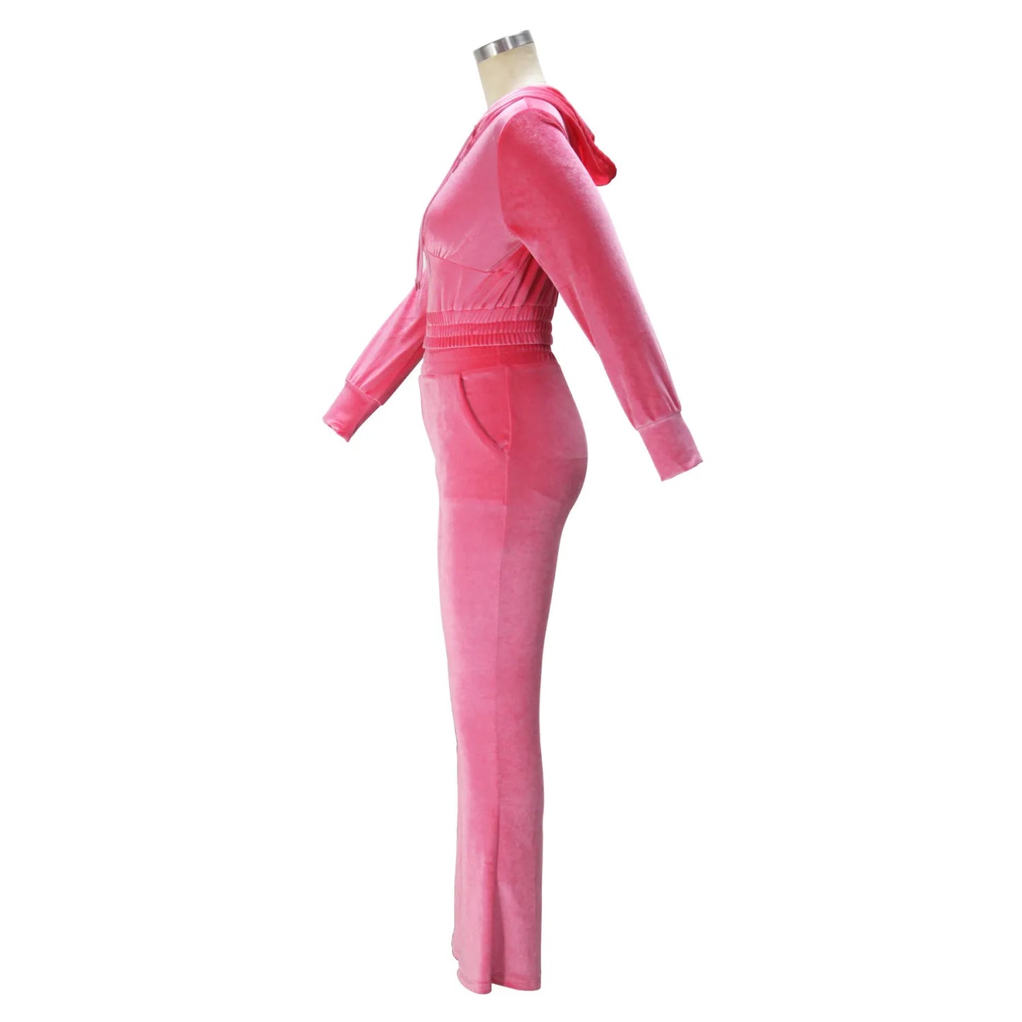 Ensemble deux pièces printemps et automne pour femme, décontracté et sexy avec fermeture éclair, capuche et pantalon.