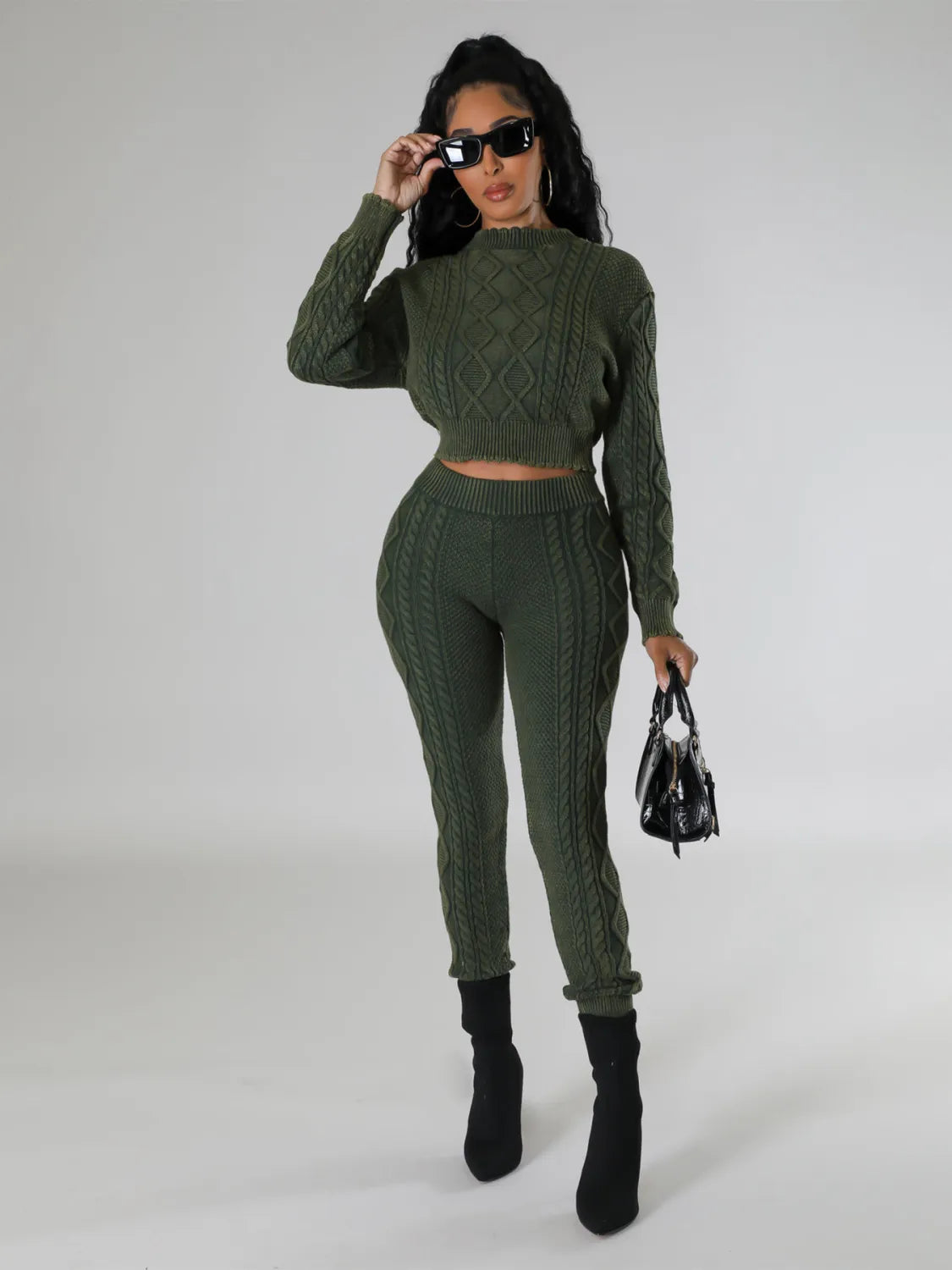 Ensemble pull tricoté au style vintage pour femmes