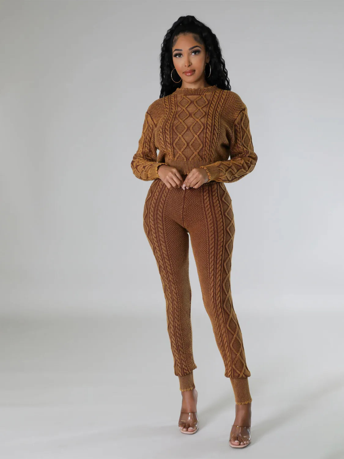 Ensemble pull tricoté au style vintage pour femmes