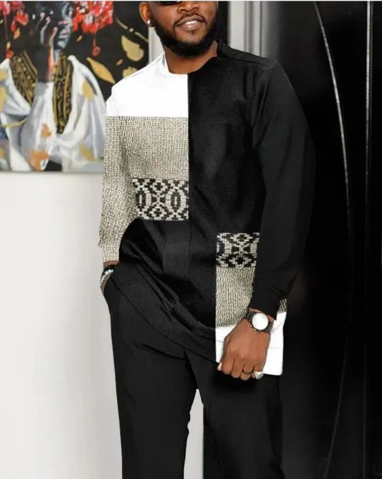 Ensemble haut et pantalon à manches longues pour hommes, vêtements tendance 3D
