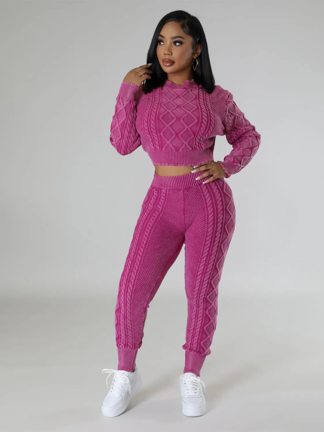 Ensemble pull tricoté au style vintage pour femmes