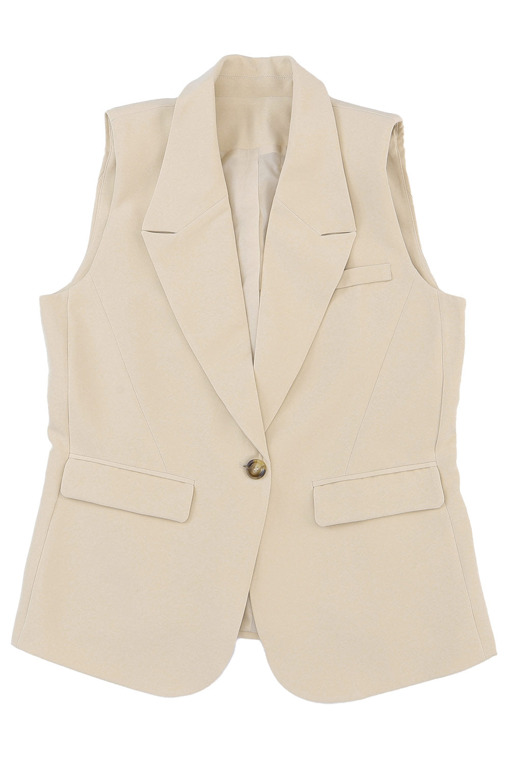 Veste blazer abricot à col à revers, poches et bouton unique