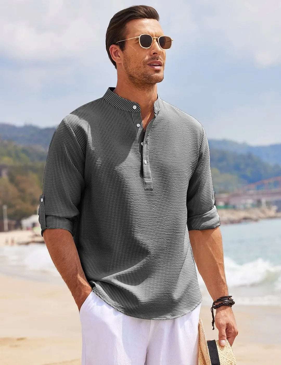 Chemise à manches longues à carreaux, jetset style