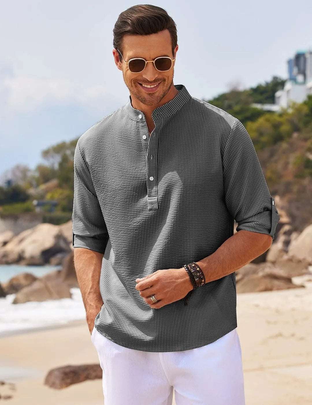 Chemise à manches longues à carreaux, jetset style
