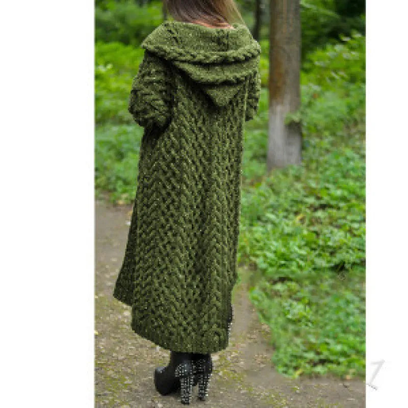 Cardigan long à capuche pour femmes en hiver