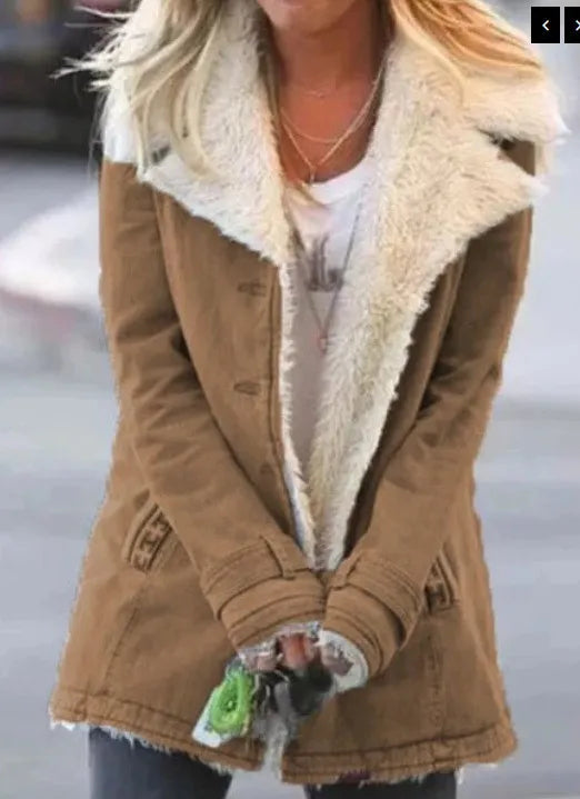 Veste en polaire à col rabattu, de couleur unie, pour femmes, pour l'automne et l'hiver.