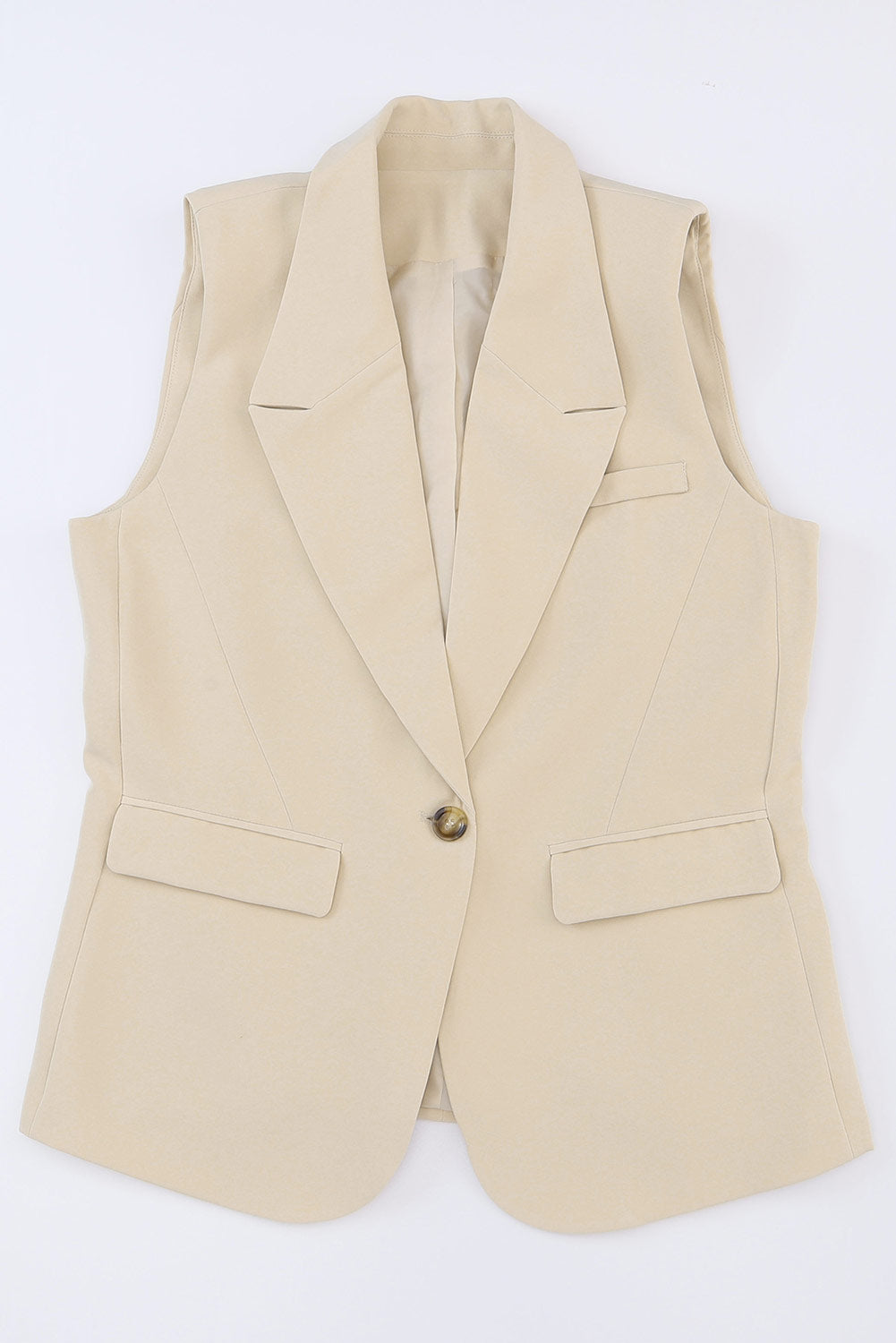 Veste blazer abricot à col à revers, poches et bouton unique