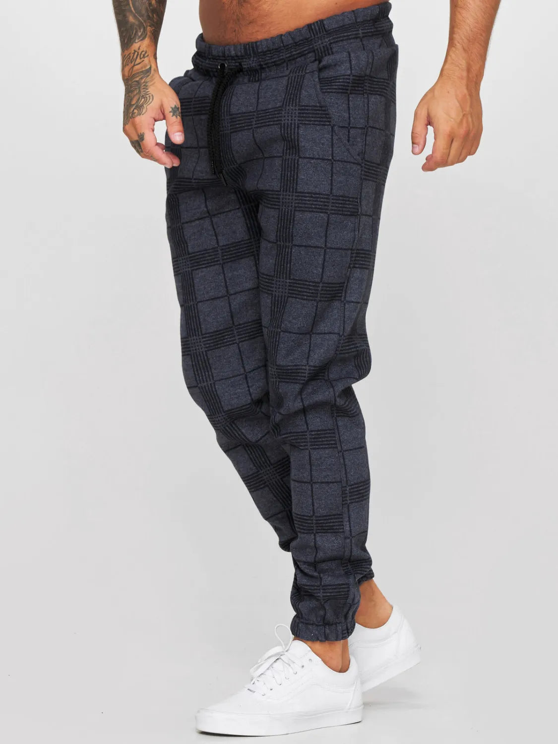 Pantalons décontractés à impression numérique 3d à grille carrée pour homme