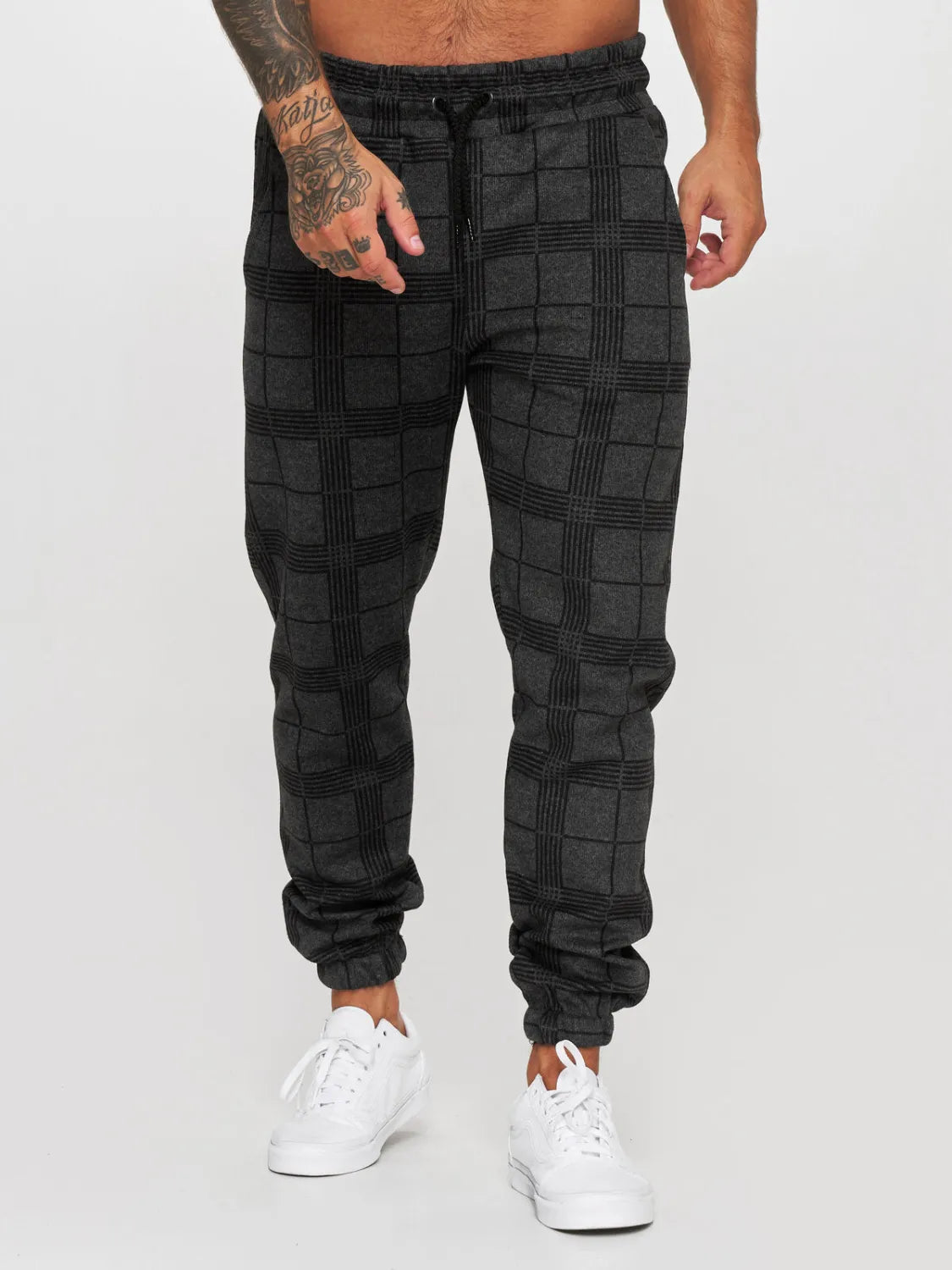 Pantalons décontractés à impression numérique 3d à grille carrée pour homme