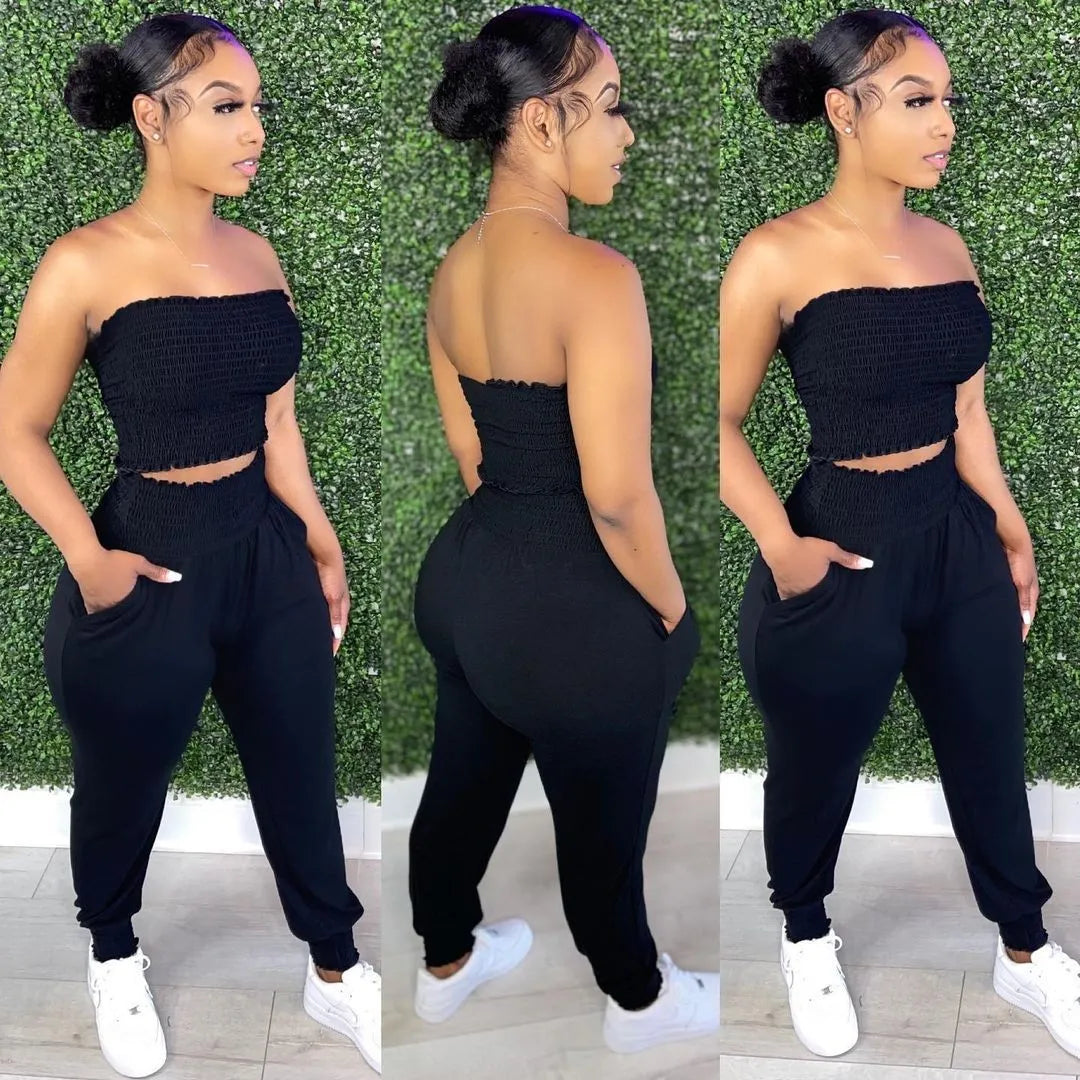 STRAPLESS PANTS SET
