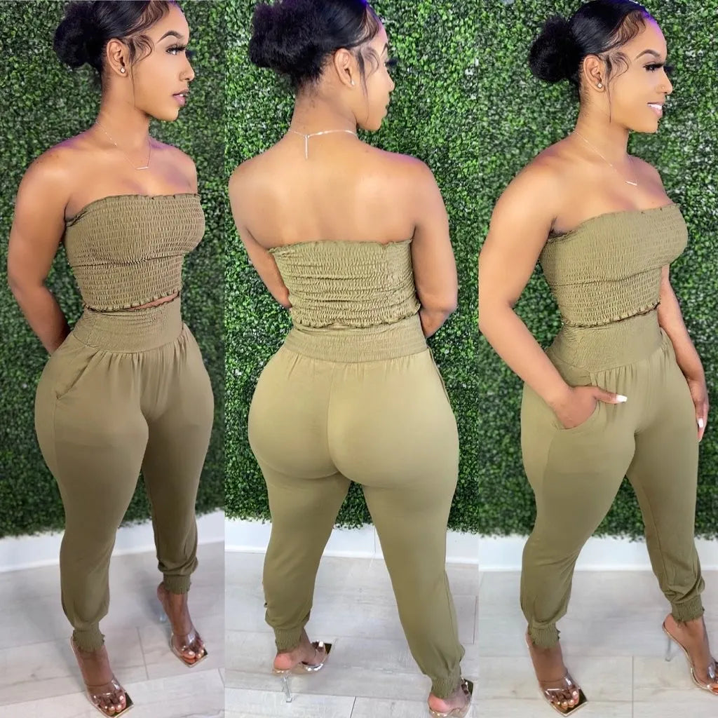 STRAPLESS PANTS SET