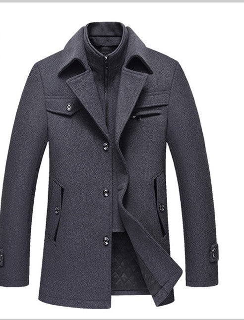 Manteau en laine homme slim fit avec col détachable