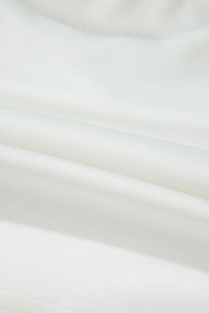 Body Blanc à Manches Longues avec Empiècements en Mesh