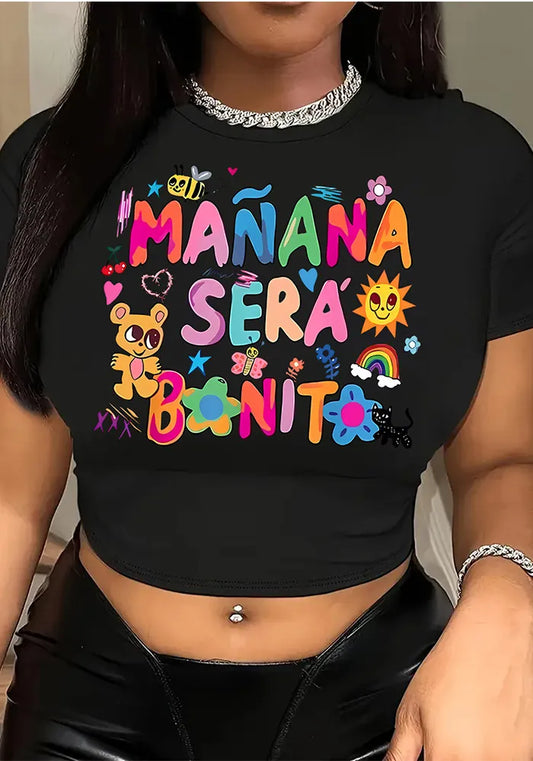 Crop top Imprimé lettre