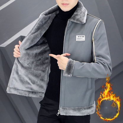 Manteau cuir suédé homme, chaud avec fourrure