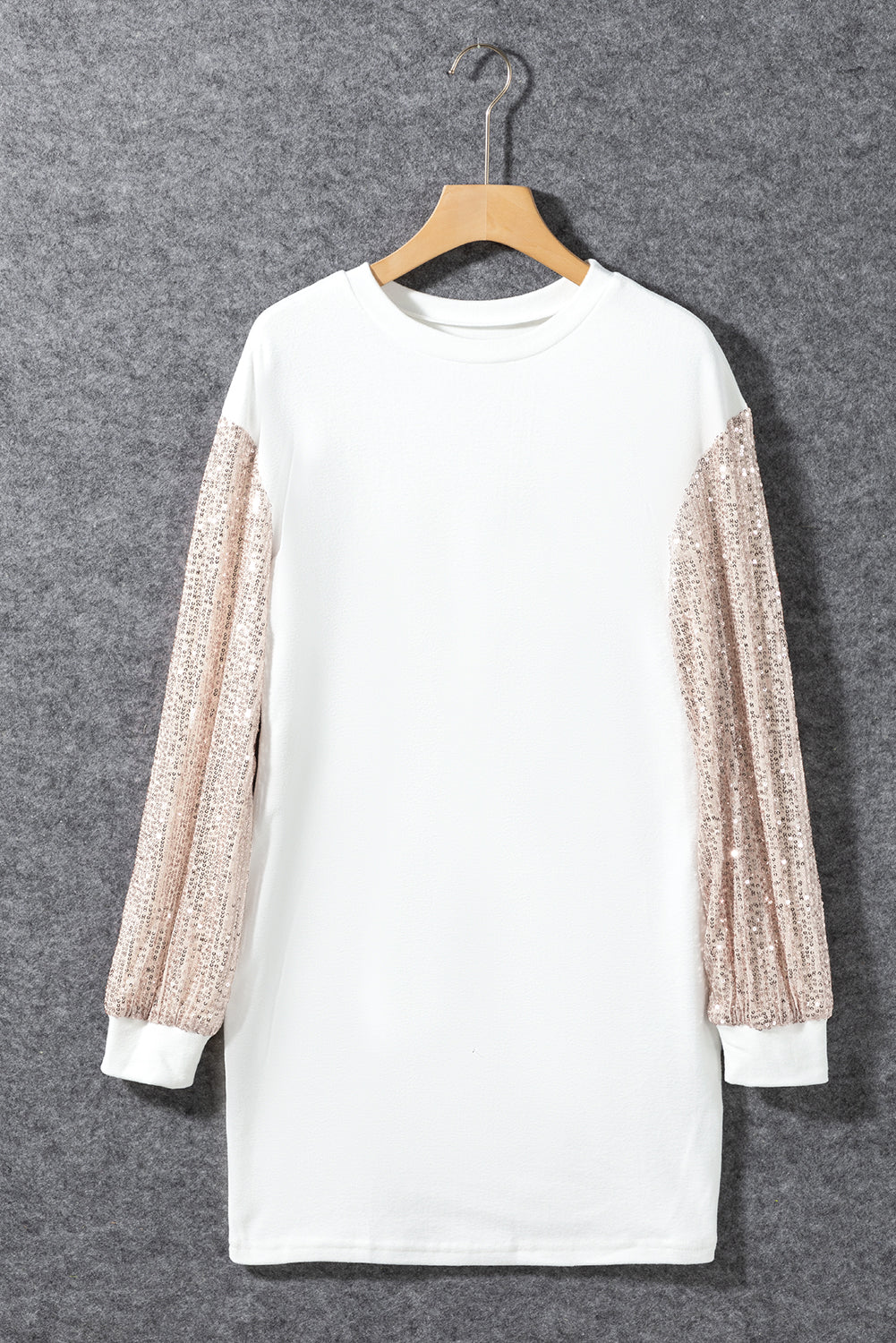 Robe mini à manches bouffantes à sequins blancs