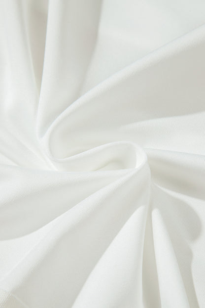 Body Blanc à Manches Longues avec Empiècements en Mesh