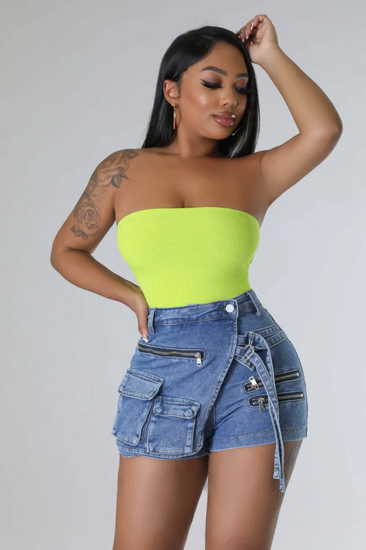 Short Cargo Denim Stretch Femme