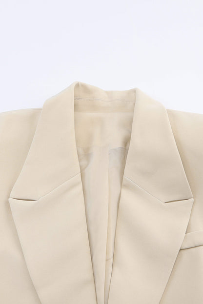 Veste blazer abricot à col à revers, poches et bouton unique