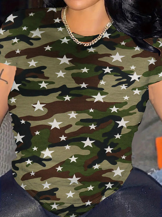 T-shirt à Manches Courtes Imprimé Camouflage