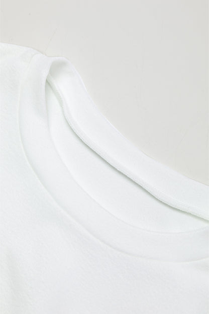 Robe mini à manches bouffantes à sequins blancs