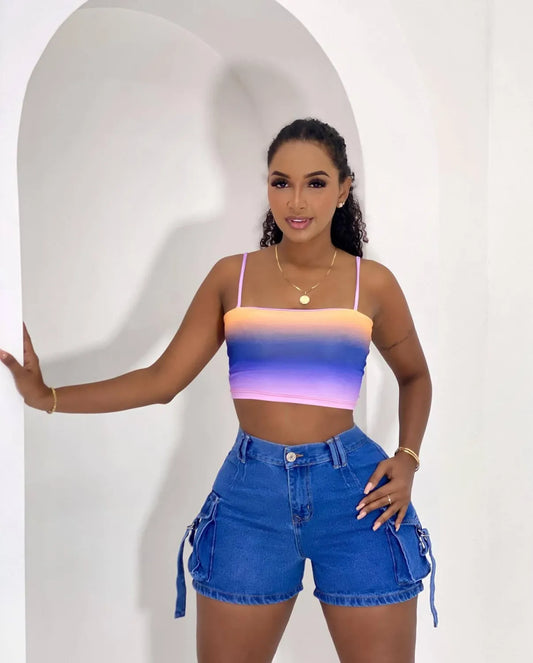 Shorts en denim stretch lavé pour femmes
