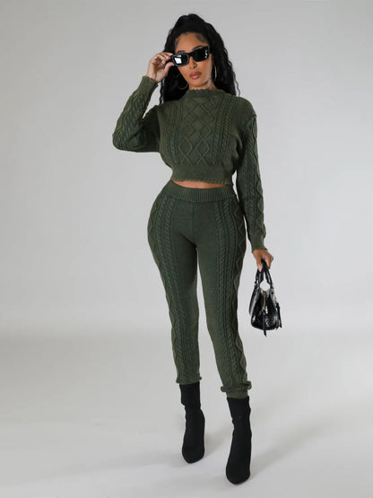 Ensemble pull tricoté au style vintage pour femmes