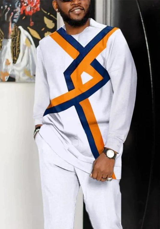 Ensemble haut et pantalon à manches longues pour hommes, vêtements tendance 3D