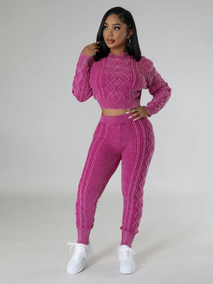Ensemble pull tricoté au style vintage pour femmes