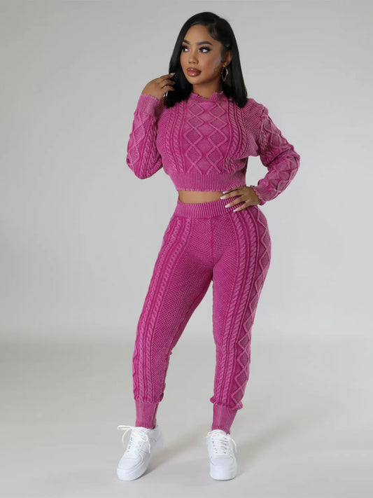 Ensemble pull tricoté au style vintage pour femmes