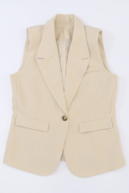 Veste blazer abricot à col à revers, poches et bouton unique