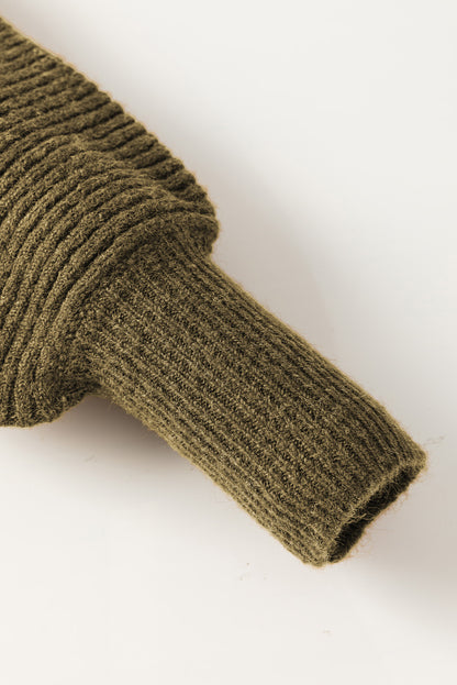 Robe pull moulante à col en V vert