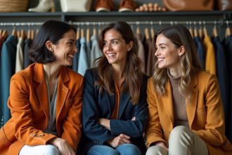 Trois actrices françaises dans un studio de mode moderne