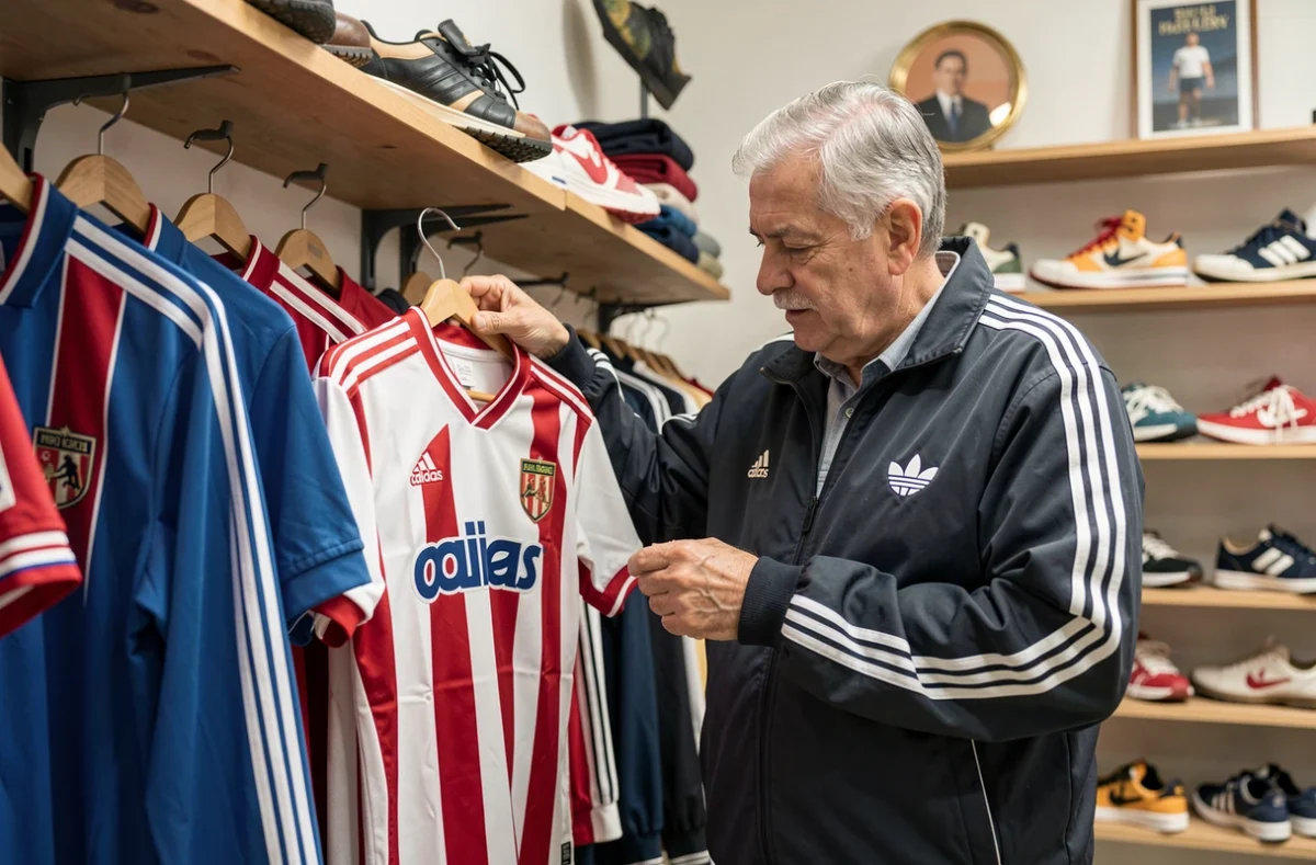 Ensemble Friperie dans le 6e de Marseille, boutique de seconde main spécialisée dans le sportswear vintage avec des maillots et survêtements rétro