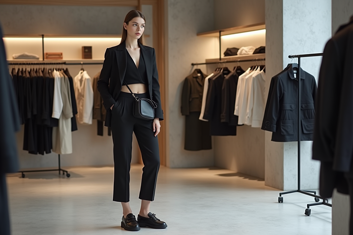 Jeune femme stylée dans une boutique moderne