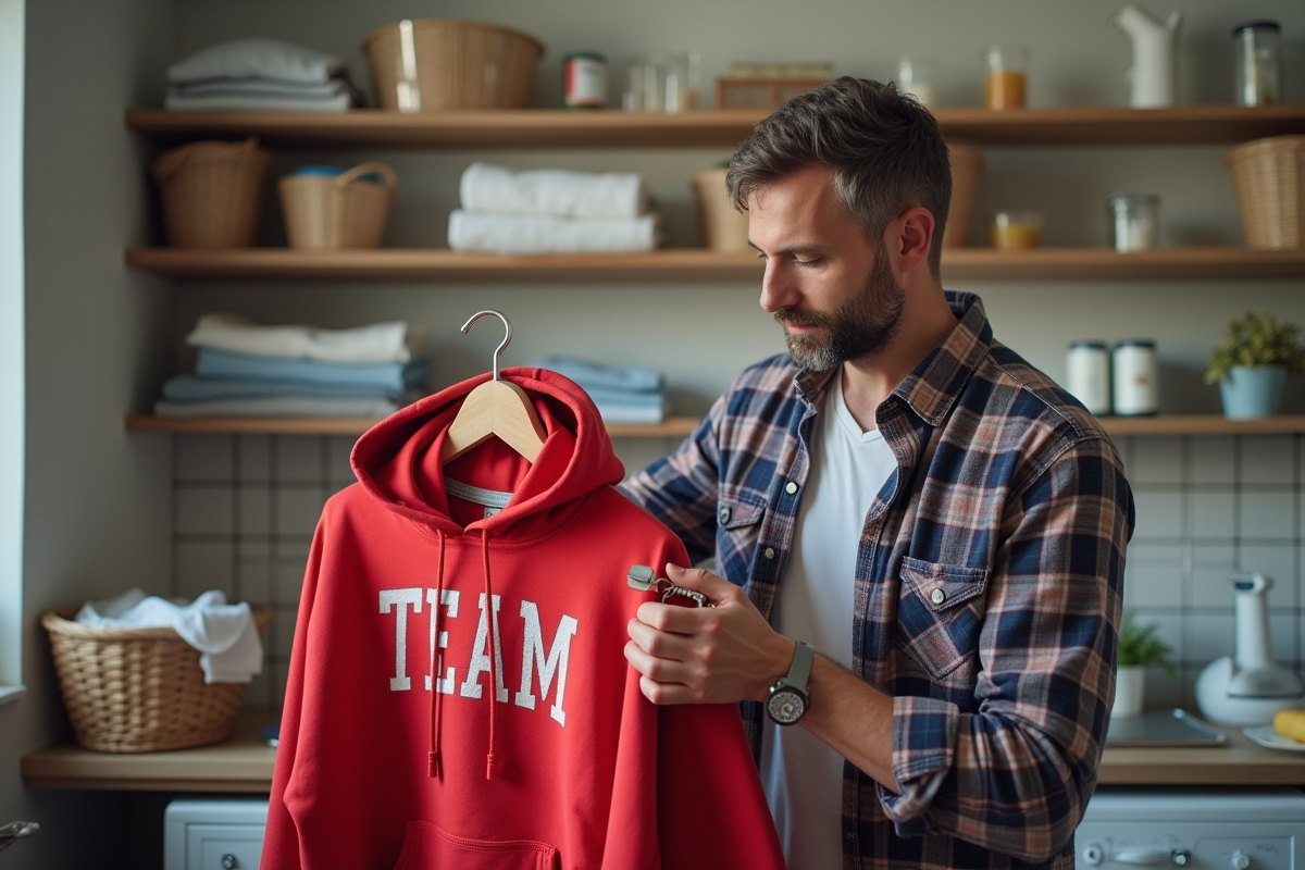 Homme retire un patch d