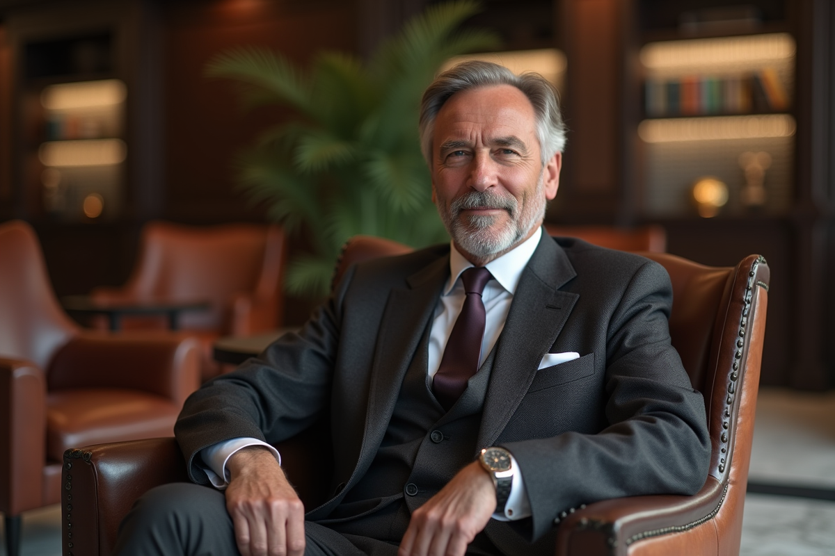Homme daffaires en costume dans un lounge chic