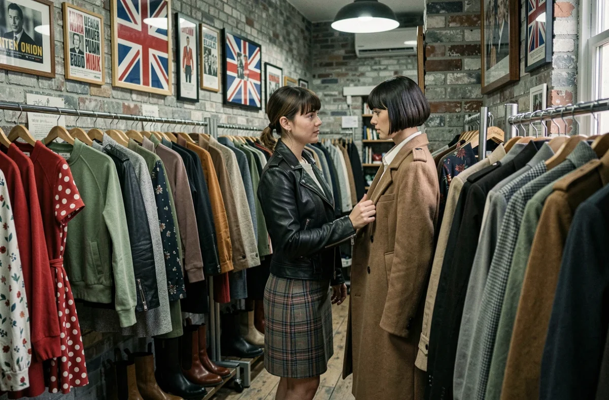 Lilou Vintage à Marseille, friperie d'inspiration londonienne avec des vêtements mod et une ambiance brit-pop